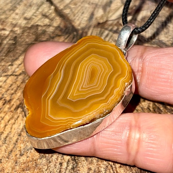 Rustic Brown Solar Agate Pendant 2 1/4” - Picture 8 of 15